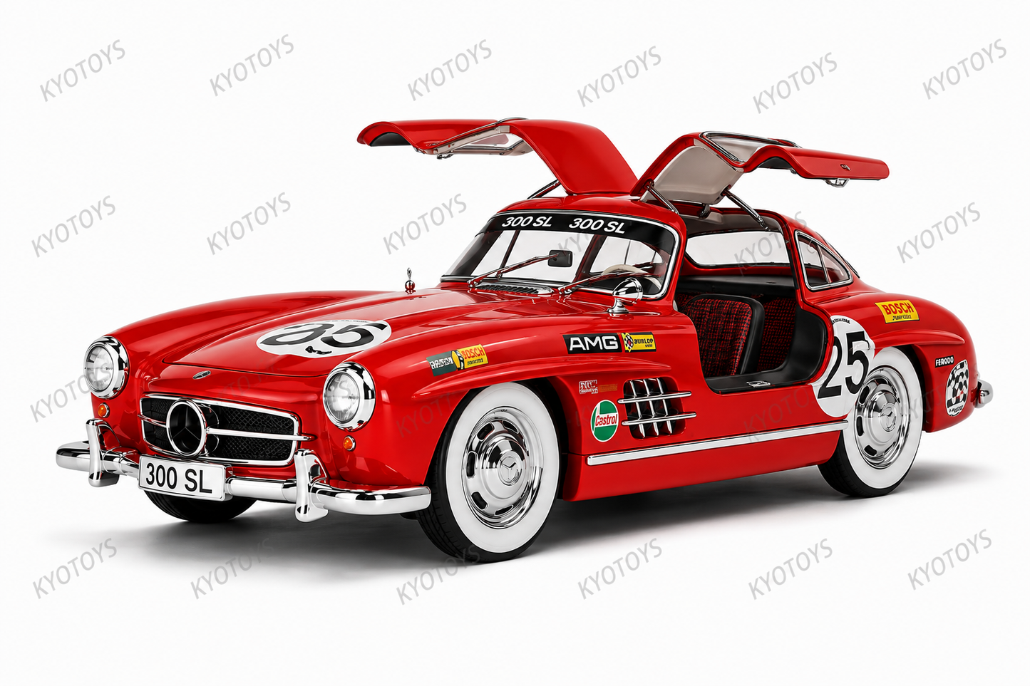 Red Mercedes-Benz 300SL Sports 1:18 Diecast Scale Model Car - Big Size