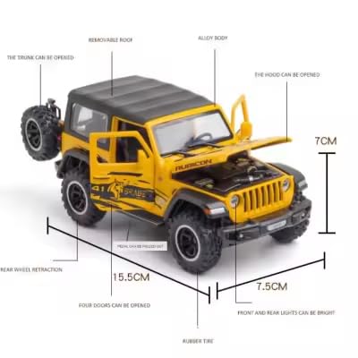 Jeep Wrangler Rubicon Thar 1:18 Diecast Scale Model Car - Big Size