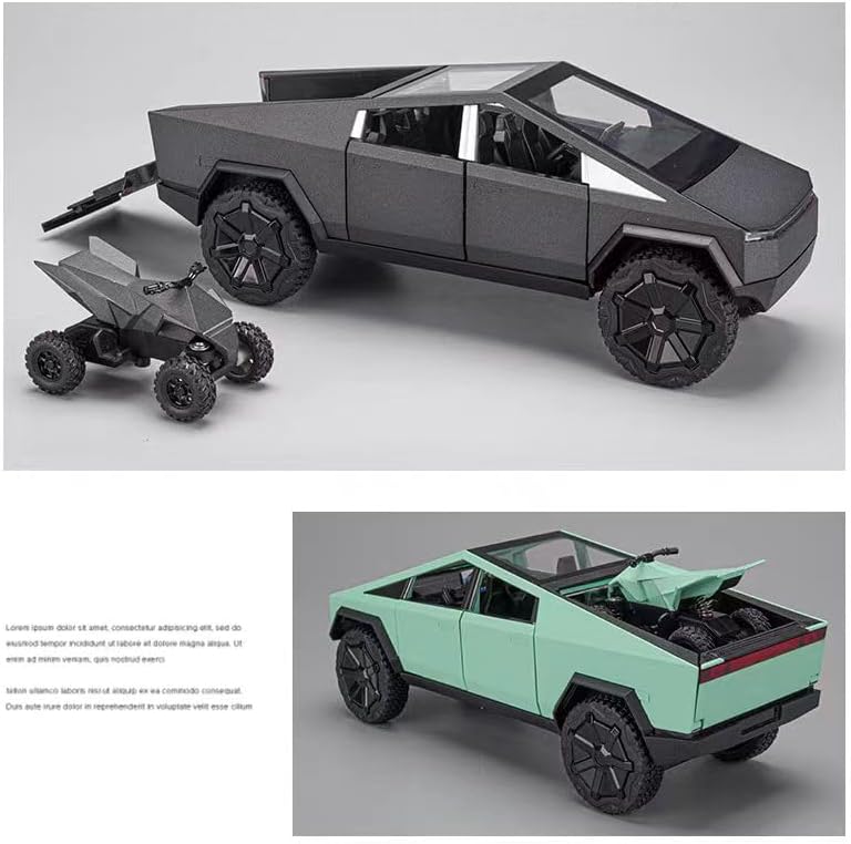 Tesla Cyber Truck Pick-up Trailer Camper 1:18 Diecast Scale Model Car