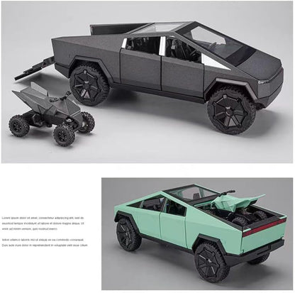 Tesla Cyber Truck Pick-up Trailer Camper 1:18 Diecast Scale Model Car