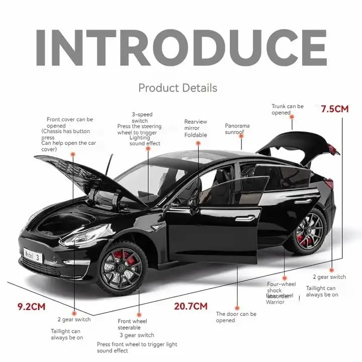 Tesla Model 3 Scale Model 1:18 Diecast Scale Model Car