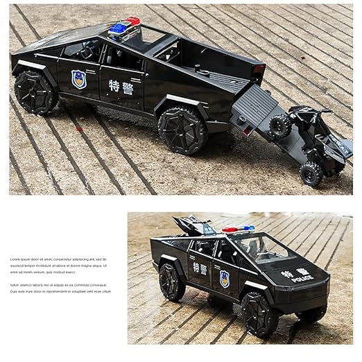 Tesla Cyber Police Truck 1:18 Diecast Scale Model Car