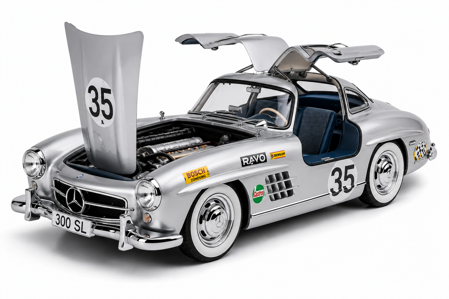 Red Mercedes-Benz 300SL Sports 1:18 Diecast Scale Model Car - Big Size