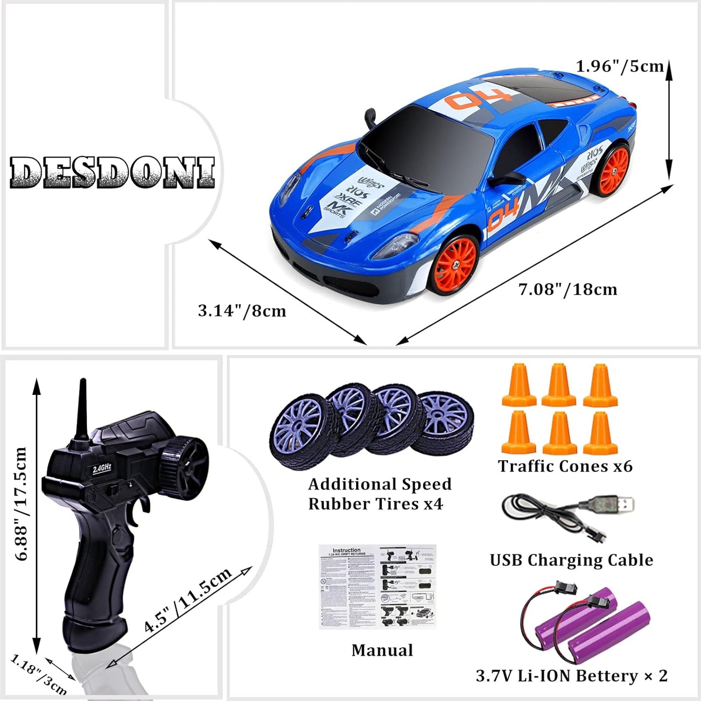 RC Drift Car 2.4GHz 1:24 Scale
