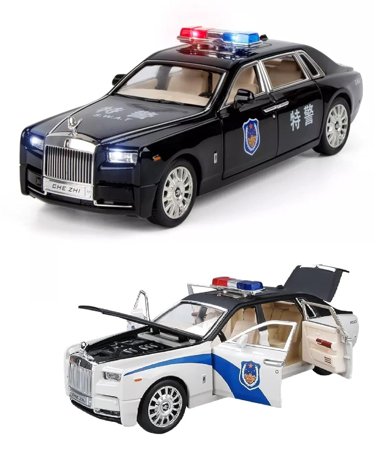 Rolls-royce Phantom Police 1:18 Diecast Scale Model Car