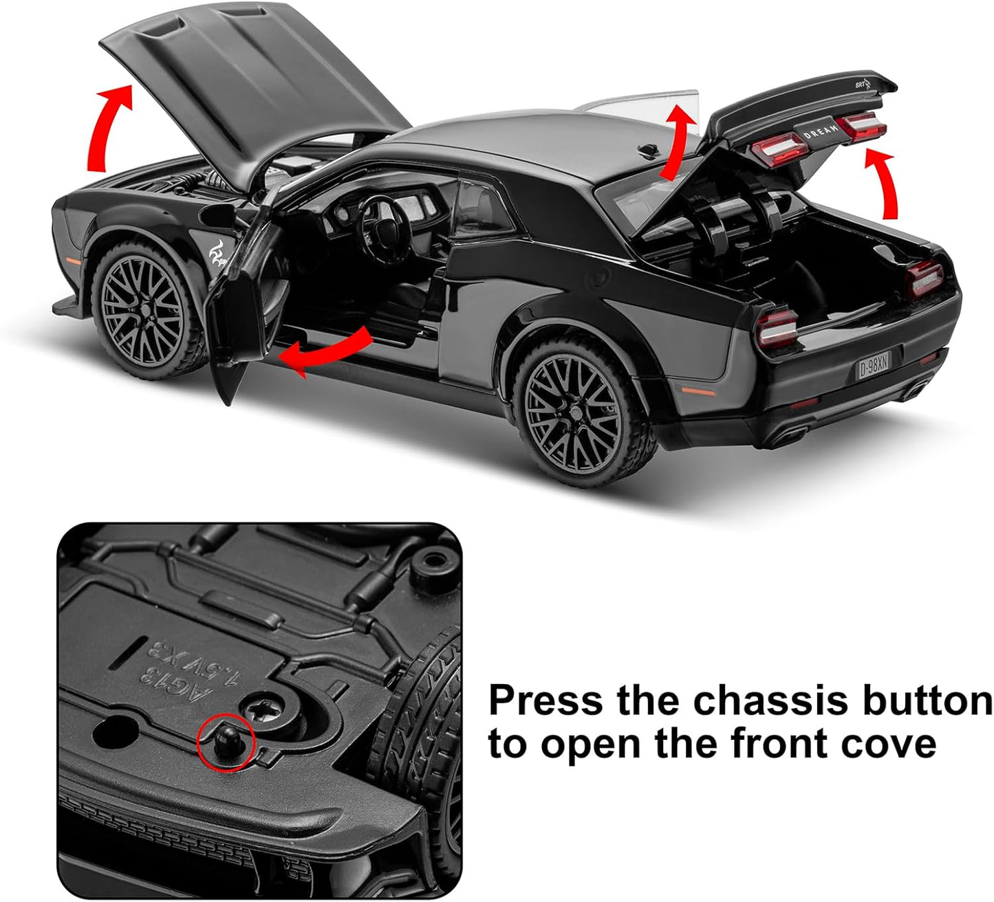 Dodge Challenger SRT Hellcat 1:18 Diecast Scale Model Car - Big Size
