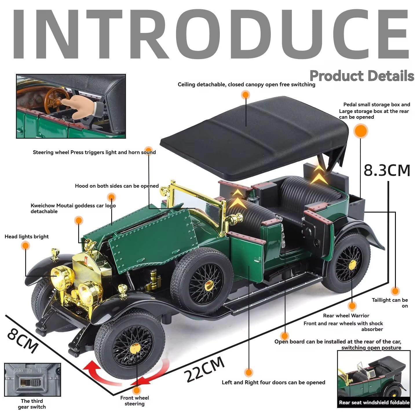 Rolls Royce Phantom Genera Tion (Vintage 1925) Diecast Scale Model Car