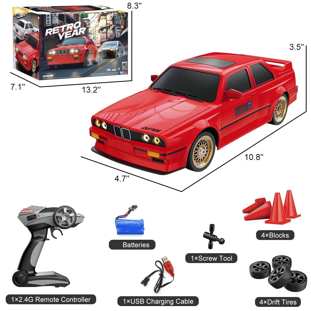 BMW Classic Red Drift With Remote & Accessories Car 1:18 Scale