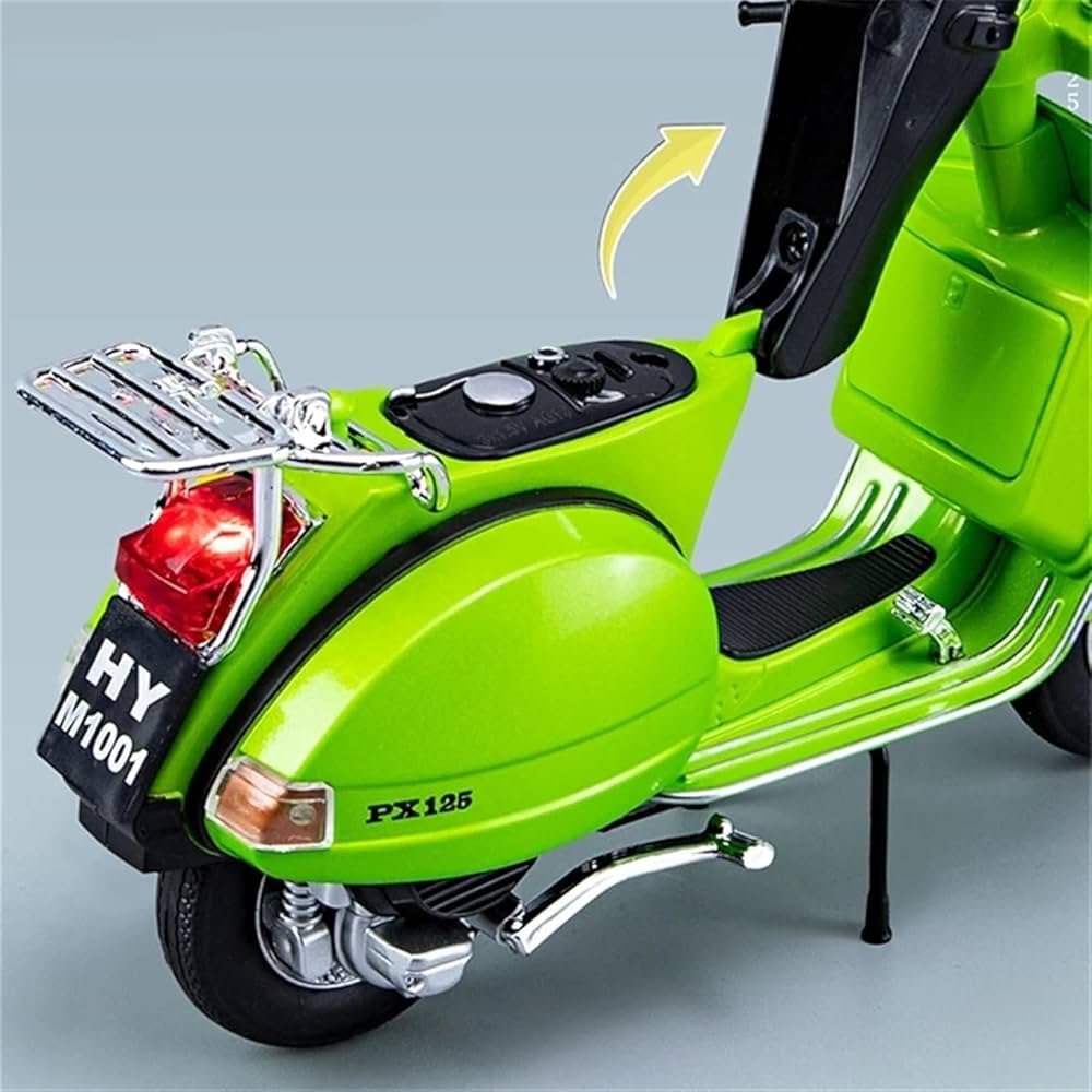 PX125 1:10 Scooter Model with Sound and Light Front-wheel Steering Ornament Decorate Metal Model Motorcycle Alloy Model