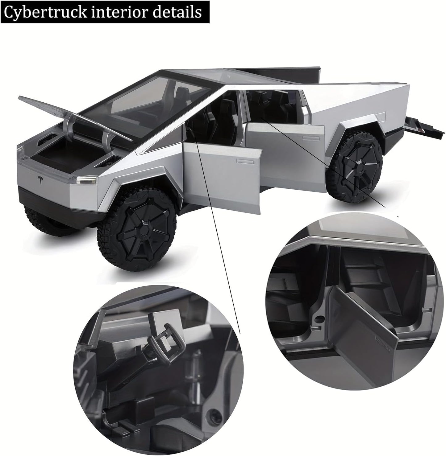 Tesla Cyber Truck Pick-up Trailer Camper 1:18 Diecast Scale Model Car