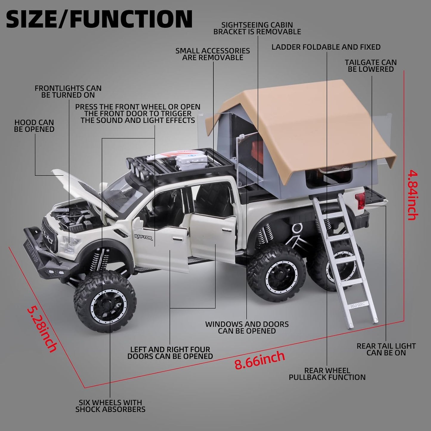 Trucks For Kids F150 Raptor 1:18 Diecast Scale Model