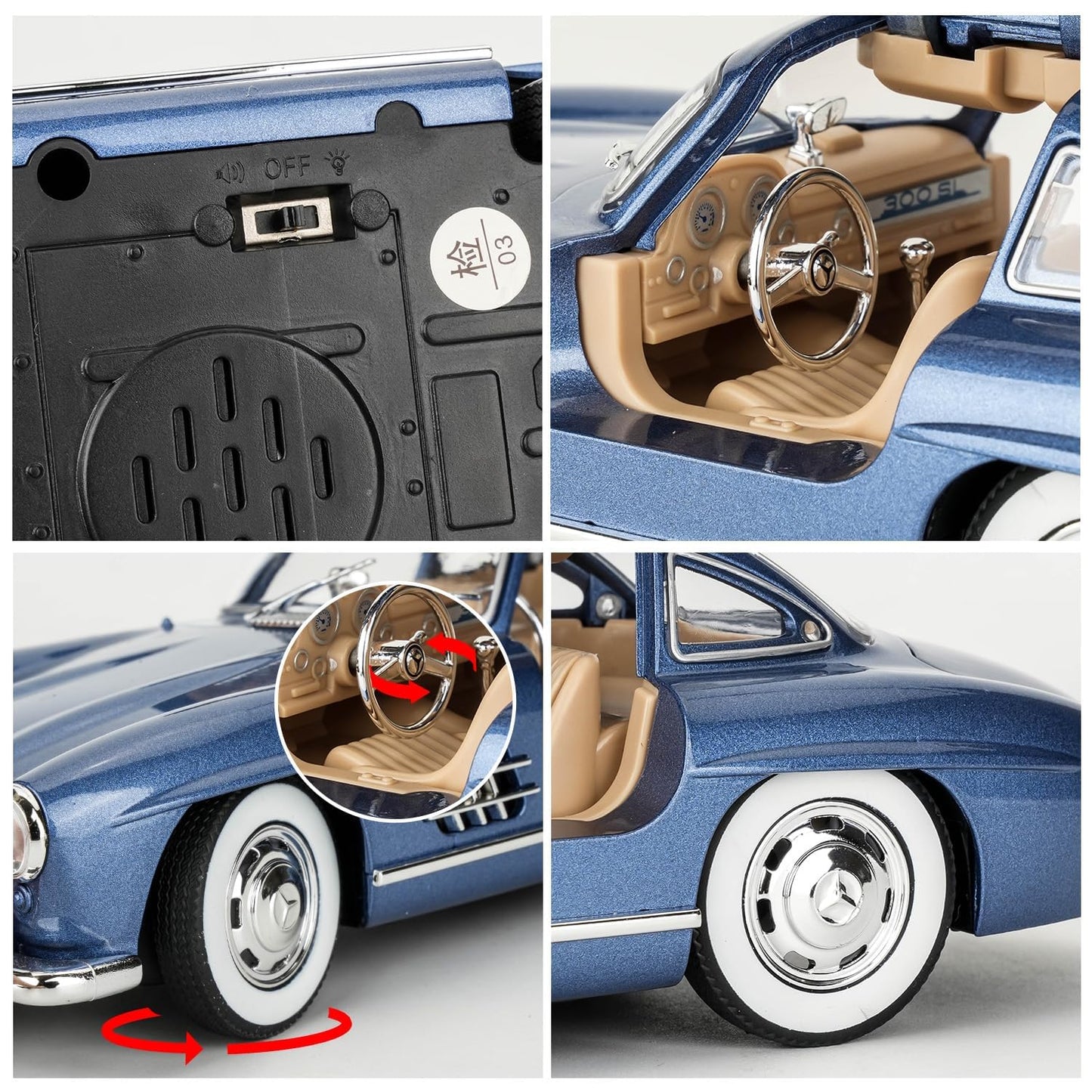 1954 Mercedes-Benz 300SL Vintage 1:18 Diecast Scale Model Car - Big Size