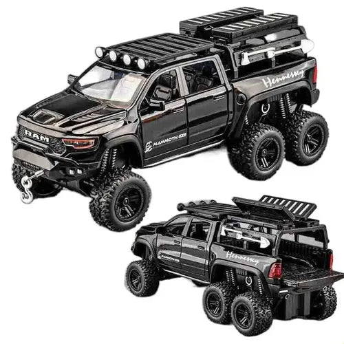 RAM PICKUP TRUCK 1:32 DIECAST SCALE MODEL METAL PULL BACK WITH OPENABLE DOORS & LIGHT, MUSIC TOY VEHICLE FOR KIDS [SIZE:- 19CM*8CM*7.2CM] 【 MULTICOLOR 】