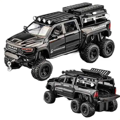 RAM PICKUP TRUCK 1:32 DIECAST SCALE MODEL METAL PULL BACK WITH OPENABLE DOORS & LIGHT, MUSIC TOY VEHICLE FOR KIDS [SIZE:- 19CM*8CM*7.2CM] 【 MULTICOLOR 】