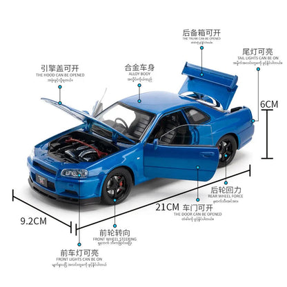 Nissan Skyline R34 GT-R 1:18 diecast scale model car