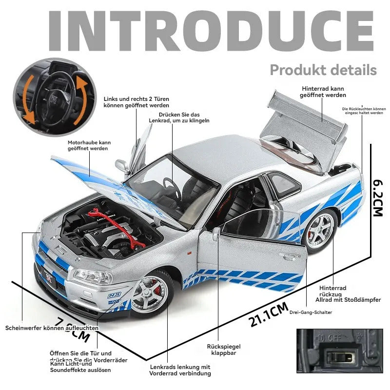 Nissan Skyline R34 GT-R 1:18 diecast scale model car
