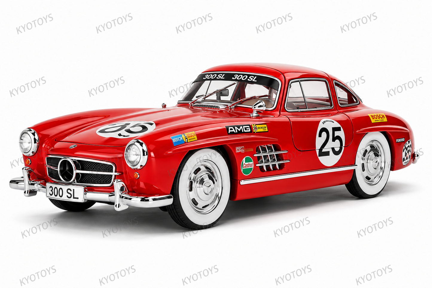 Red Mercedes-Benz 300SL Sports 1:18 Diecast Scale Model Car - Big Size